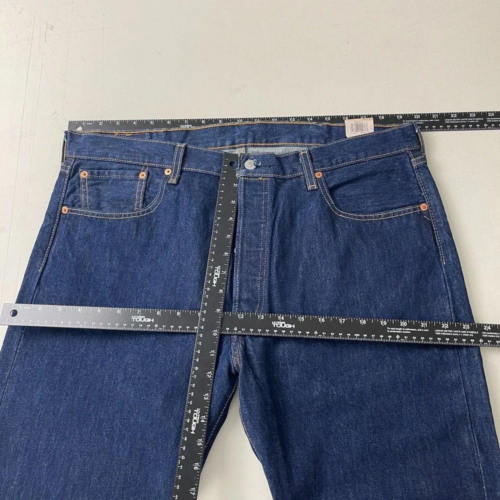 Levis 501 Jeans Mens 38x32 Blue Original Straight Button Fly Dark Wash Denim